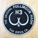 Circular black and white hash patch The Original Full Moon Hash San Diego, California H3 Patch designed by Manhandler (1986)